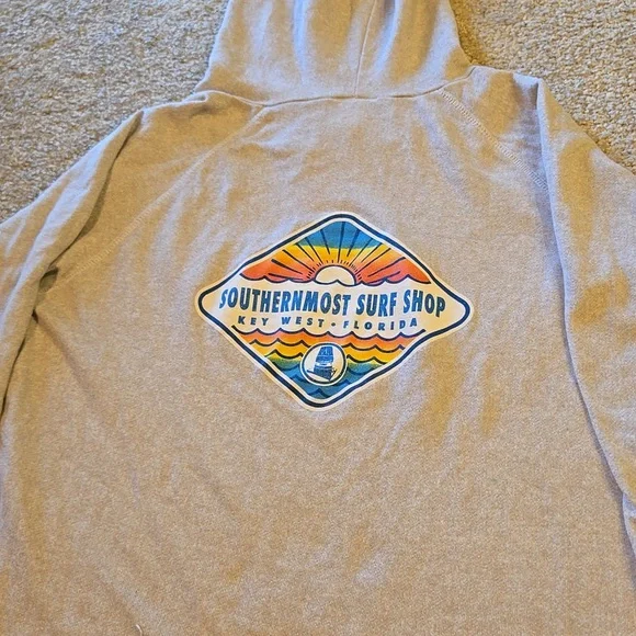 Southernmost Surf Shop Key West Florida Women's Beige Hoodie Sweatshirt Size XL - Picture 6 of 9